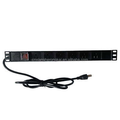 Black 8 Ways 20A Double-Break Switch American Standard Power Socket PDU for Server Room