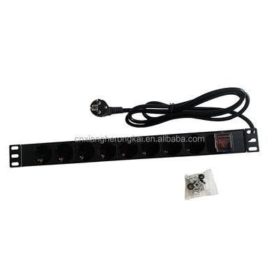European Standard PDU 8 Sockets 1U Power Distribution Unit with On Off Switch