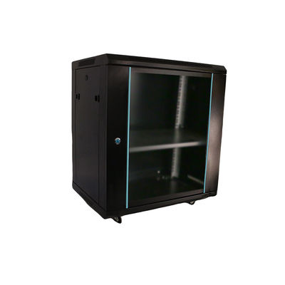 Server Room Wall Mount Network Cabinet with Cooling and Tempered Glass Enclosure