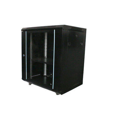 Server Room Wall Mount Network Cabinet with Cooling and Tempered Glass Enclosure
